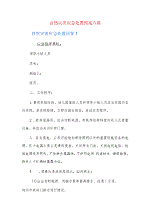 自然灾害应急处置预案六篇.docx