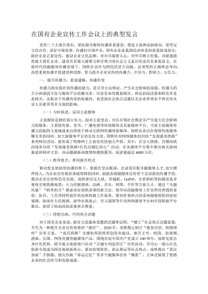 在国有企业宣传工作会议上的典型发言.docx