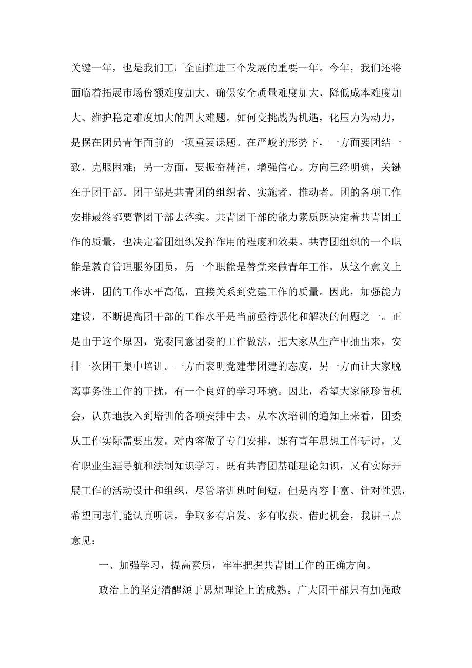 共青团干部培训会领导讲话稿精选多篇.docx_第2页