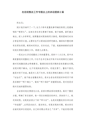 在巡视整改工作专题会上的讲话提纲2篇.docx