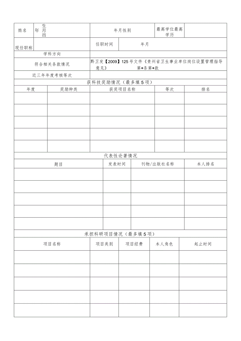 遵义医学院附属医院专业技术级岗位审核表.docx_第2页