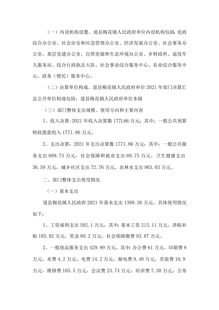 道县梅花镇政府2021年度部门整体支出绩效评价报告.docx_第2页