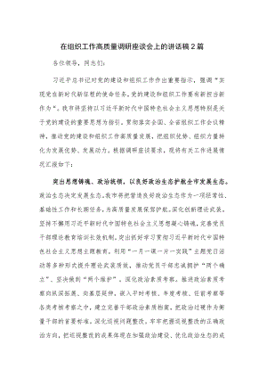 在组织工作高质量调研座谈会上的讲话稿2篇.docx