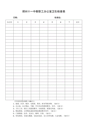 郑州十一中教职工办公室卫生检查表.docx