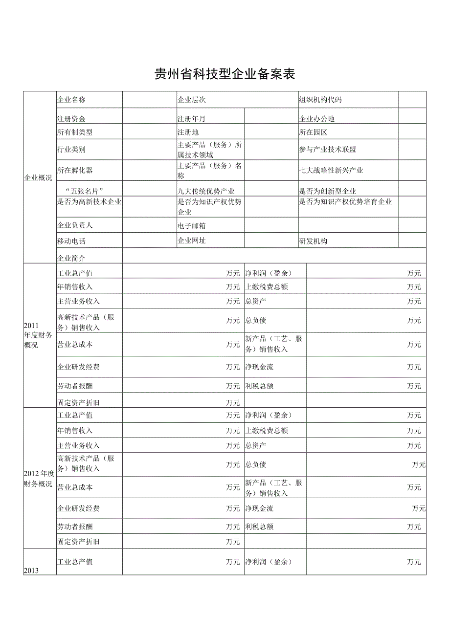 贵州省科技型企业备案表.docx_第1页