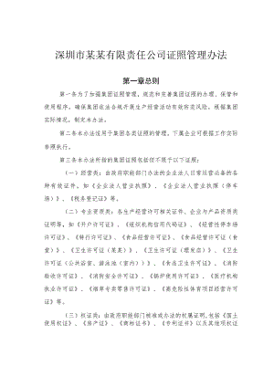 深圳市某某有限责任公司证照管理办法.docx