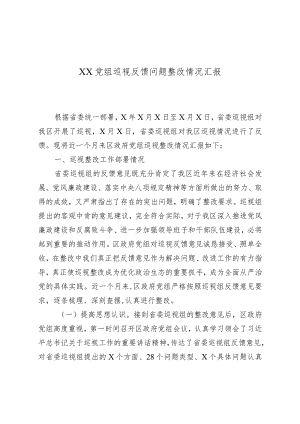 XX党组巡视反馈问题整改情况汇报.docx