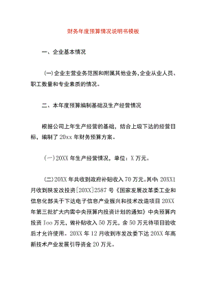 财务年度预算情况说明书模板.docx