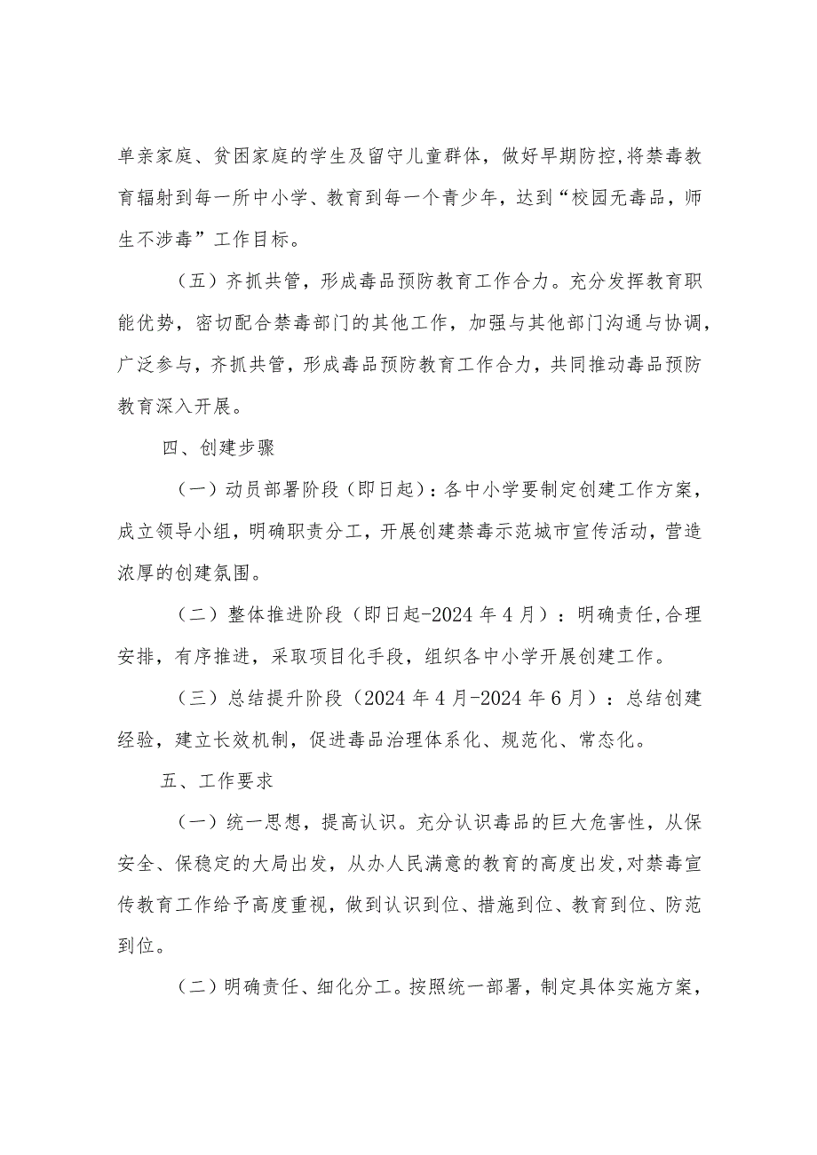 社会事业局教育系统关于全国禁毒示范城市创建工作实施方案.docx_第3页