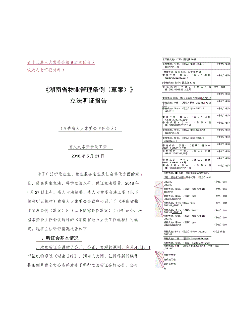 省十三届人大常委会第9次主任会议议题之七汇报材料3《湖南省物业管理条例草案》立法听证报告.docx_第1页