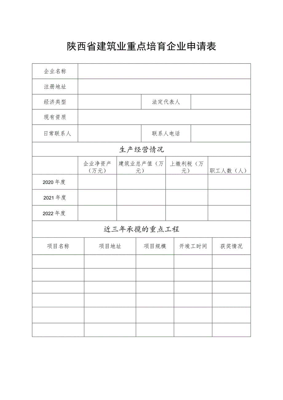 陕西省建筑业重点培育企业申请表.docx_第1页