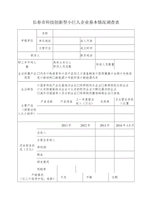 长春市科技创新型小巨人企业基本情况调查表.docx