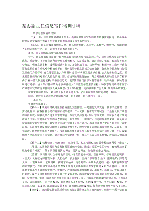 某办副主任信息写作培训讲稿.docx