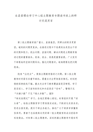 在县委理论学习中心组主题教育专题读书班上的研讨交流发言.docx