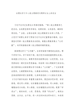 在理论学习中心组主题教育专题研讨会上的发言.docx