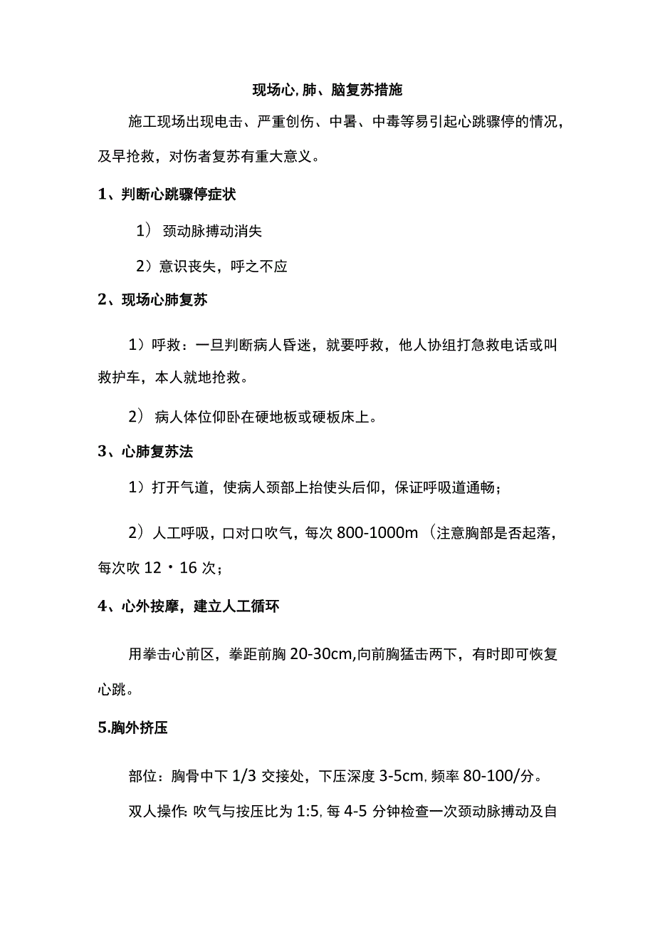 现场心、肺、脑复苏措施.docx_第1页