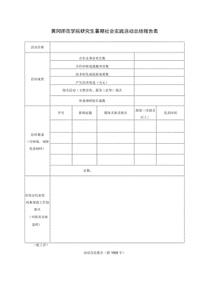 黄冈师范学院研究生暑期社会实践活动总结报告表.docx