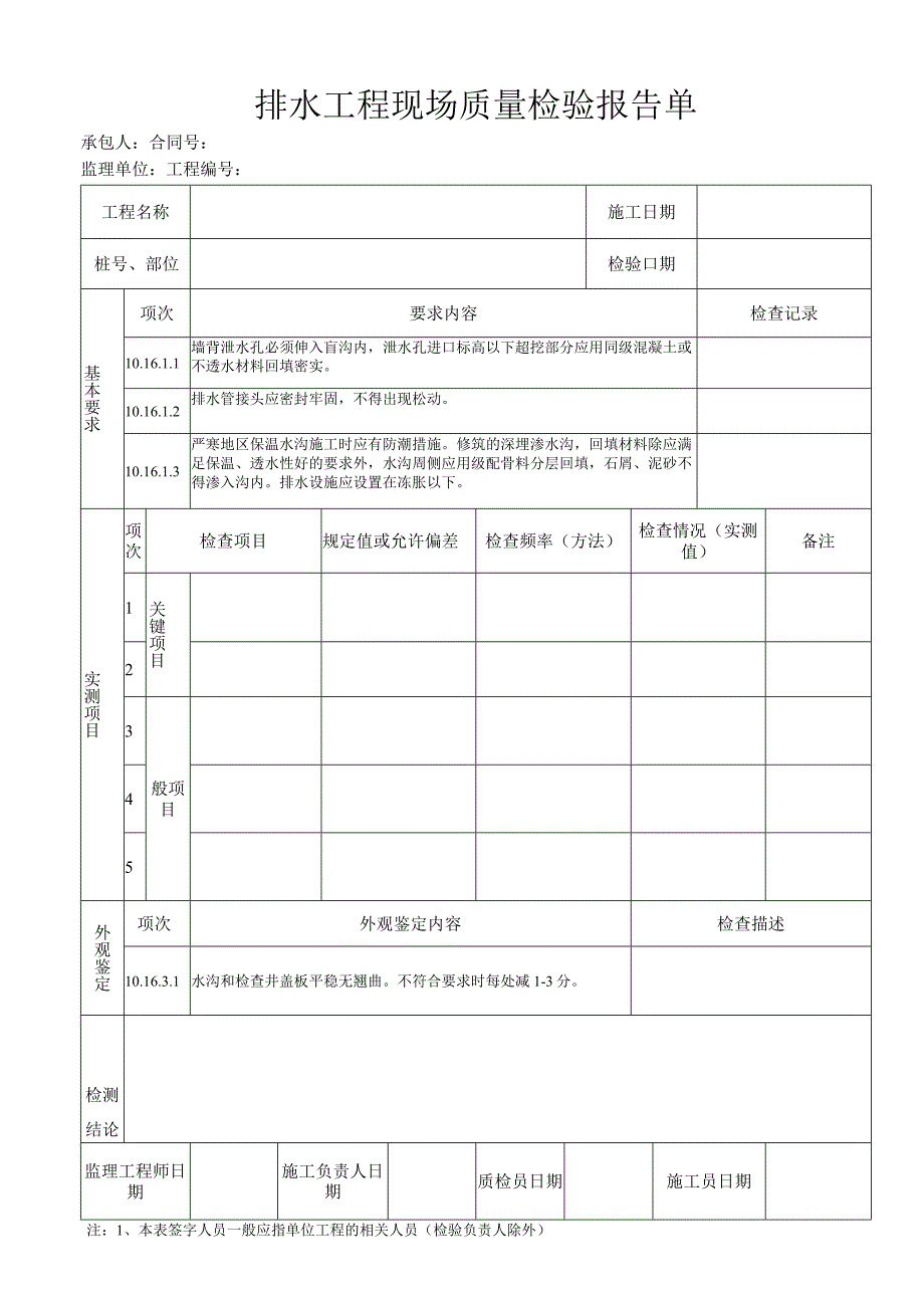 排水工程 现场质量检验报告单.docx_第1页