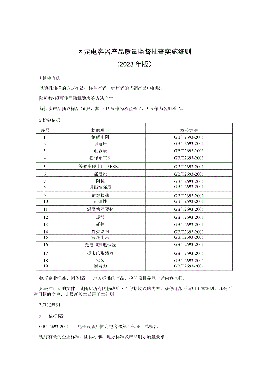 固定电容器产品质量监督抽查实施细则（2023年版）.docx_第1页