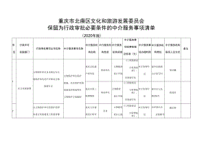 重庆市北碚区文化和旅游发展委员会保留为行政审批必要条件的中介服务事项清单2020年版.docx