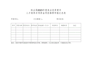 林业优秀青年人才培养专项资金项目推荐申报汇总表.docx