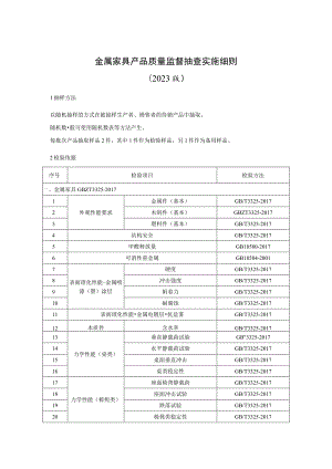 金属家具产品质量监督抽查实施细则（2023年版）.docx