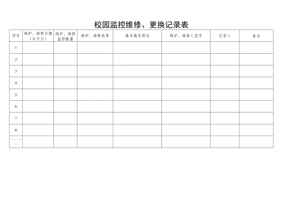 校园监控维修、更换记录表.docx_第1页