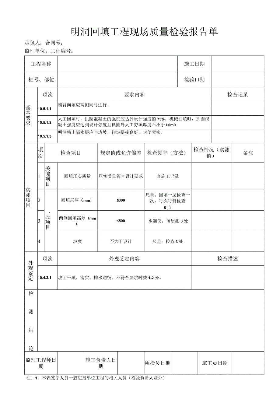 明洞回填工程 现场质量检验报告单.docx_第1页