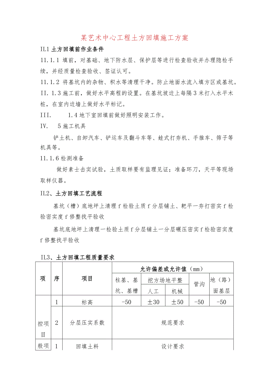 某艺术中心工程土方回填施工方案.docx_第1页