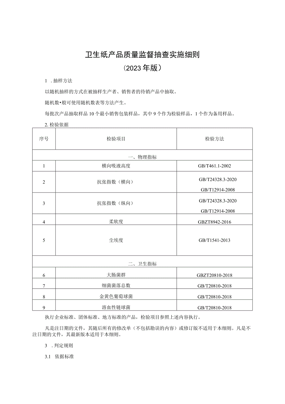 卫生纸产品质量监督抽查实施细则（2023年版）-修订本.docx_第1页