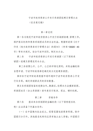 宁波市政府债券公开发行承销团组建及管理办法（征求意见稿）.docx