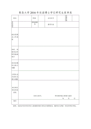 青岛大学2016年攻读博士学位研究生政审表.docx