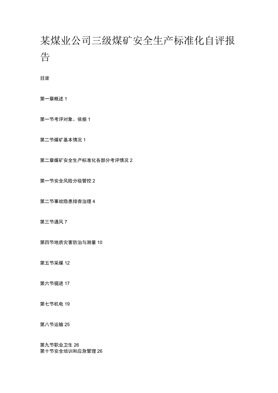 某煤业公司三级煤矿安全生产标准化自评报告.docx_第1页