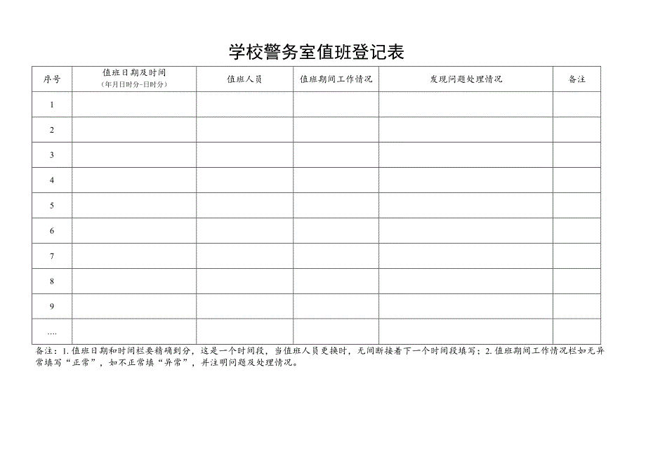 学校警务室值班登记表.docx_第1页