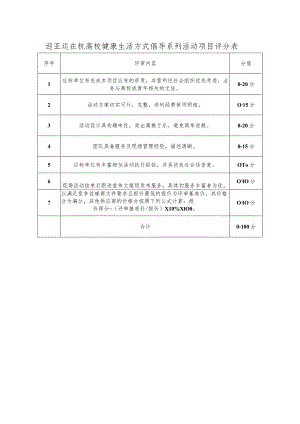 迎亚运在杭高校健康生活方式倡导系列活动项目评分表.docx