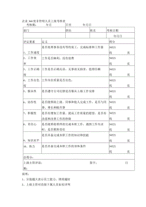 企业360度非管理人员上级考核表.docx