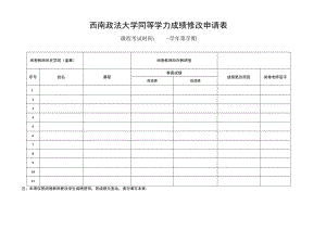 西南政法大学同等学力成绩修改申请表.docx