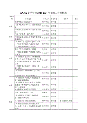 小学学校2023-2024年德育工作配档表.docx