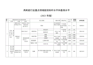 高耗能行业重点领域能效标杆水平和基准水平2021年版.docx