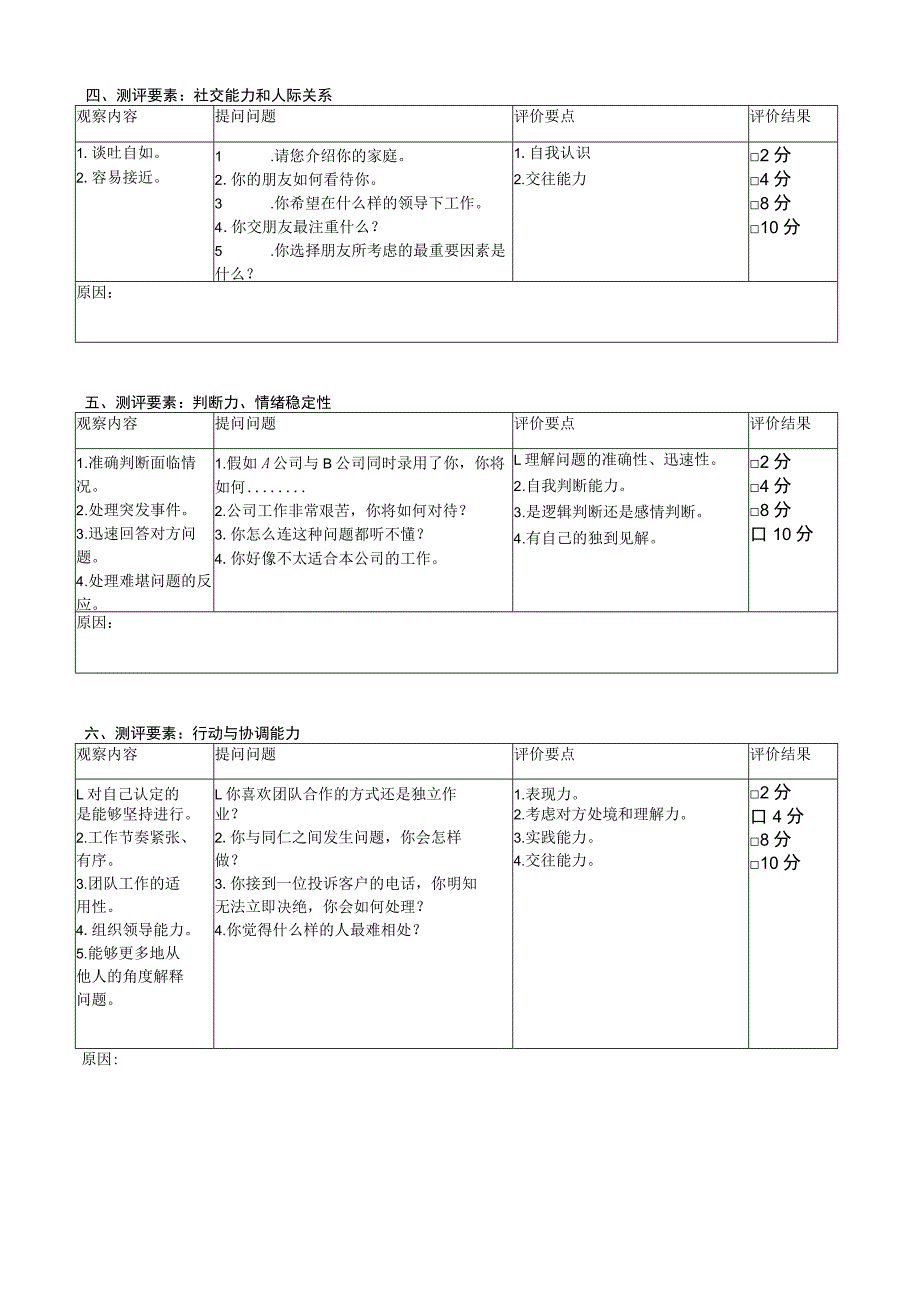 公司面试评估表招聘面试项目评分.docx_第2页