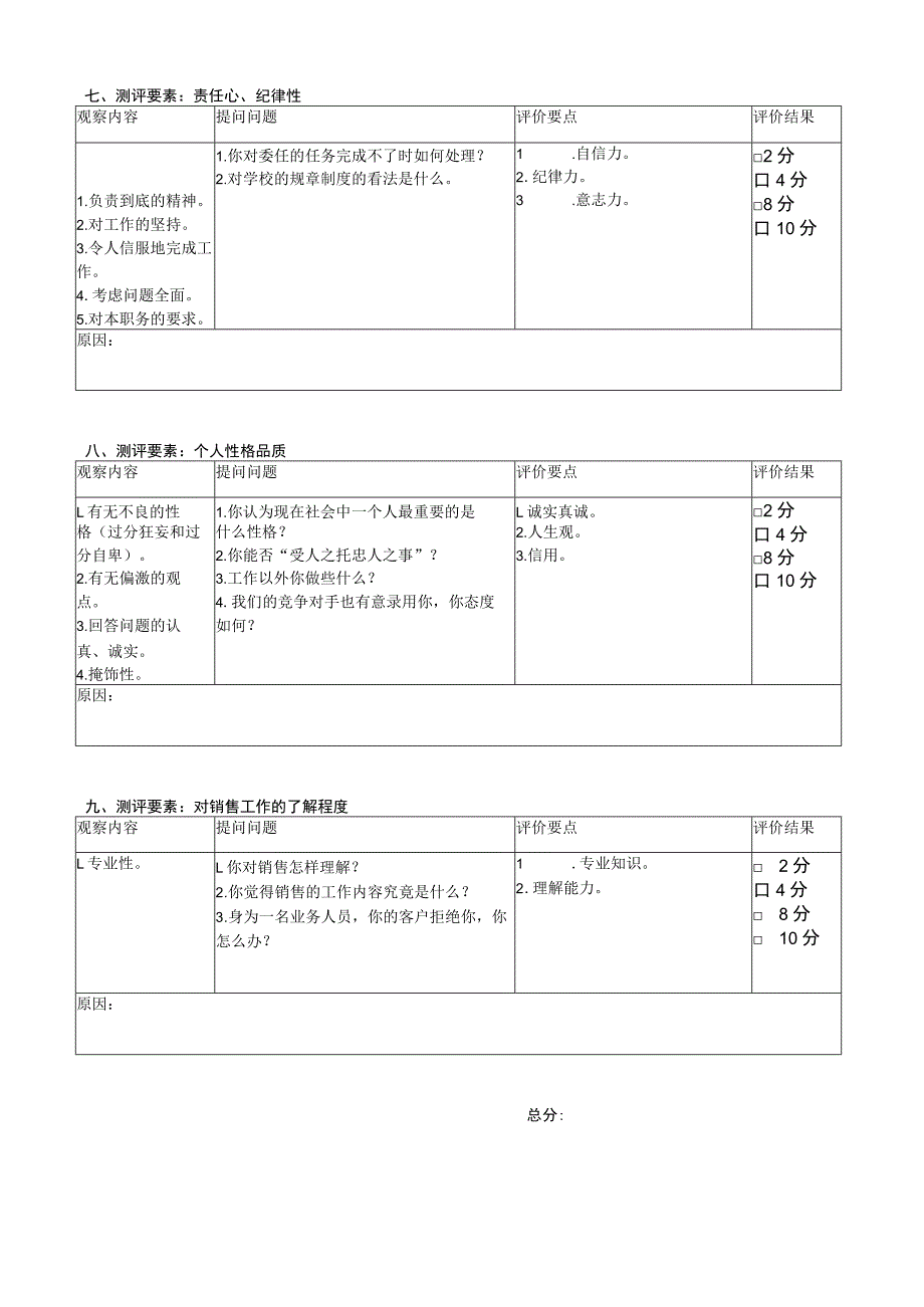 公司面试评估表招聘面试项目评分.docx_第3页