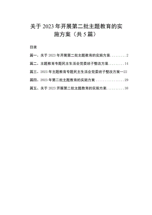 关于2023年开展第二批主题教育的实施方案（共5篇）.docx