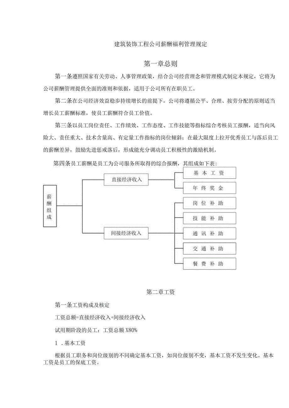 建筑装饰工程公司薪酬福利管理规定.docx_第1页