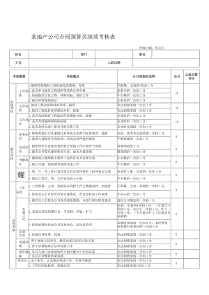 某地产公司合同预算员绩效考核表.docx