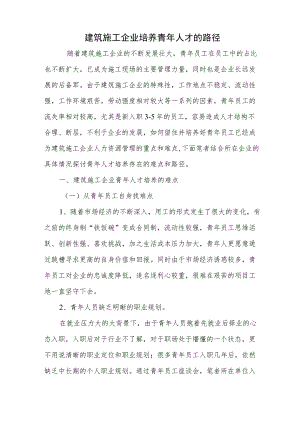 建筑施工企业青年人才培养的路径.docx