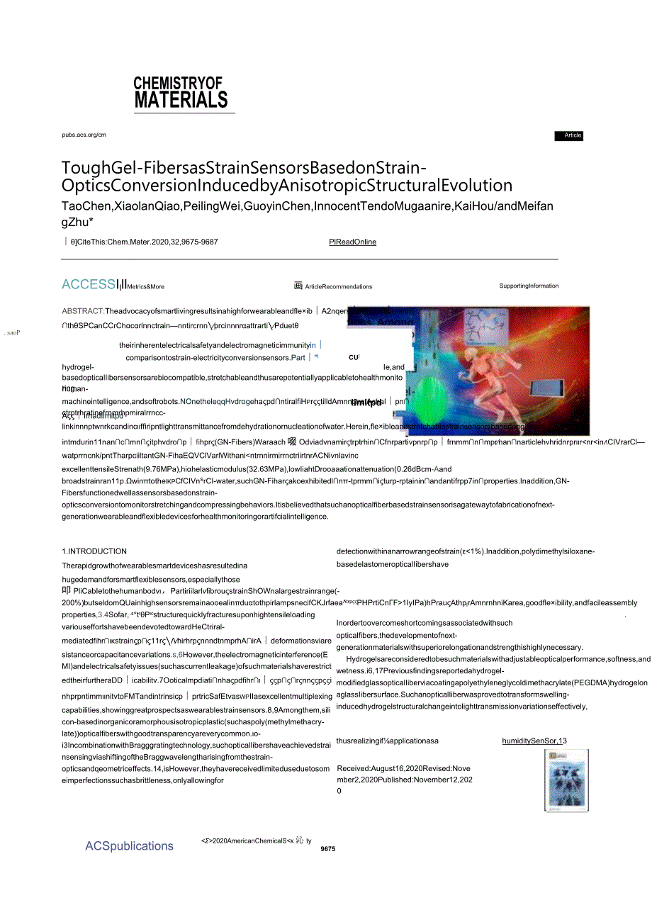 Tough Gel-Fibers as Strain Sensors Based on Strain–Optics Conversion Induced by Anisotropic Structural Evolution.docx_第1页