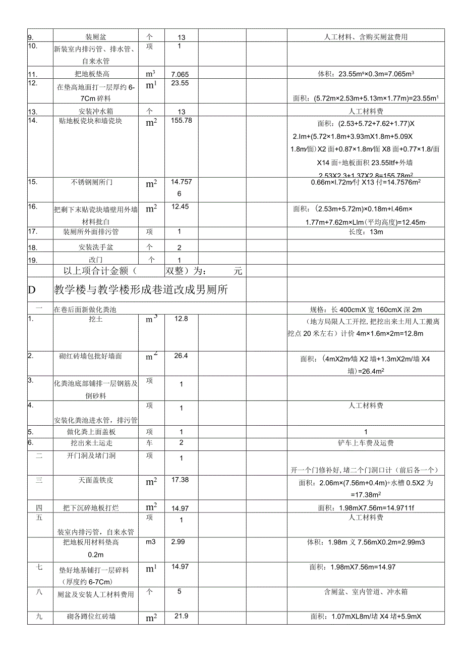 陈江小学师生卫生间改建项目预算表.docx_第3页