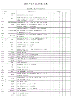 酒店宾馆客房卫生检查表.docx