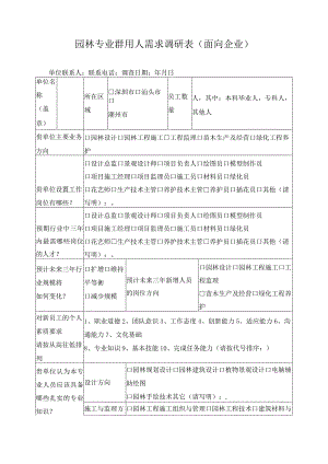 园林专业群用人需求调研表（面向企业）.docx