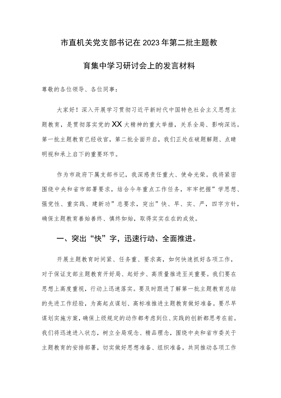 2023年第二批主题教育集中学习研讨会上的心得体会交流发言材料范文4篇.docx_第1页